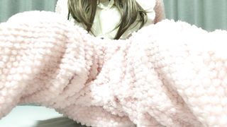 【男の娘】ピンクのモコモコパジャマでオナニー｜久々で我慢できずに途中でいっちゃった