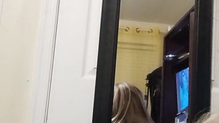 Super-cute caboose trans showcasing off in the mirror