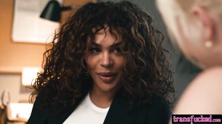 Platinum-blonde large bumpers COUGAR Skye Blue got romped by she-creature worker Eva Maxim