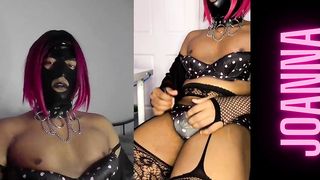 V-card Encaged Sissy Cockslut in Undergarments Penalized COCK AND BALL TORTURE and Nips