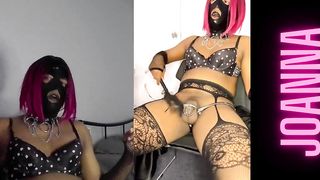 V-card Encaged Sissy Cockslut in Undergarments Penalized COCK AND BALL TORTURE and Nips
