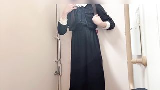 [Crossdressing] Japanese getting off with a plenty of of orgasm in a super-cute uniform