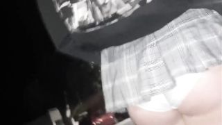 Crossdresser out for a walk displaying her undies