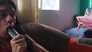 deep-throating my fake penis