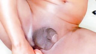 Crazy ebony transgirl home alone plumb and getting off