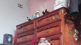 Sissy in virginity and her 8" faux-cock (vertical) two/trio