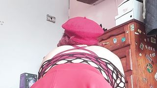 Sissy in virginity and her 8" faux-cock (vertical) two/trio