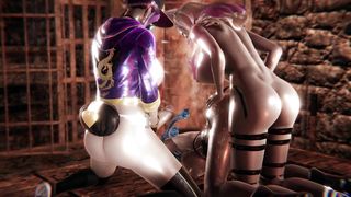 Jinx Futa Three way League of Legends w/ Futa Ahri and Akali