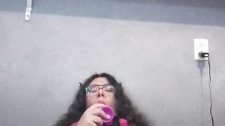 Lush trans inhales on fuck stick and ejaculates on her face