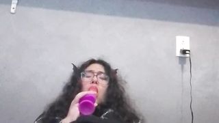 Lush trans inhales on fuck stick and ejaculates on her face