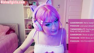 DIVINE TGIRLS - Rosy haired TRANSSEXUAL barebacked by her BOYFRIEND