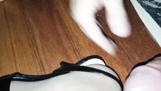 Dani Gam in Super-sexy Black Lacy Legings on Suntan Stockings