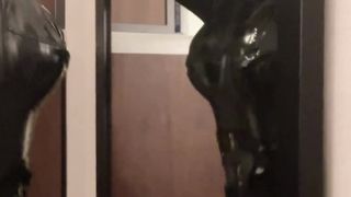 Spandex sissy femboy inhales fuck stick while draining and spunks