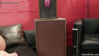 Ladyboy pokes huge-boobed ginger-haired in her supermarket