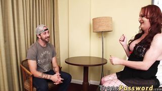 Redhead mature shemale railing this lucky dude after blowjob