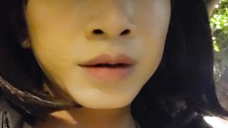 Ladyboy Ting Xuan, outdoor piss and wank, take off undies