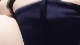 FTM jacking and masturbating off with T-trouser snake, and stroker