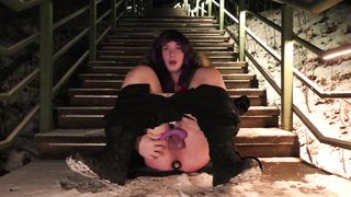 uber-cute unmanly tgirl shoots a load from 2 wands