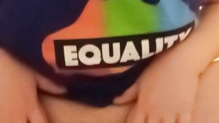 FTM tugging off with strap-free wire-on, Pleasure button chisel, and fuckbox nymph