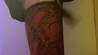 CC jerking her BIG BLACK COCK with fucktoy deep up in her