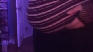 20 yr older trans fellow plays with getting bigger tummy (with music)