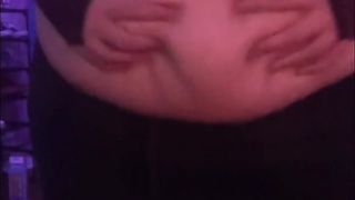 20 yr older trans fellow plays with getting bigger tummy (with music)