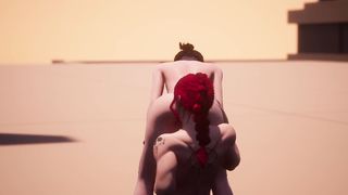 Bulky Red-haired Futa Gives Assjob & Anal invasion Internal cumshot to Sissy Femboy - Hermaphroditism Taker point of view Anime porn