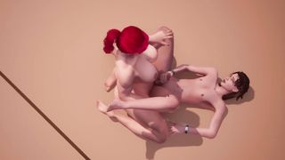 Bulky Red-haired Futa Gives Assjob & Anal invasion Internal cumshot to Sissy Femboy - Hermaphroditism Taker point of view Anime porn