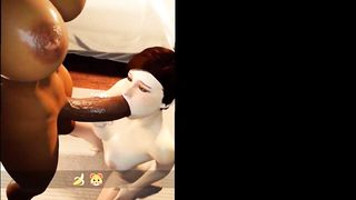 (4K) Futa cougar's black trouser snake romps hermaphroditism dame's pink hole and is crammed with glue