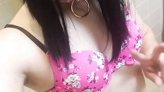 Femboy demonstrating off her Bootie and Erection in Panty