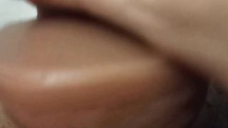 Naughty trans man FTM penetrates moist twat with realistic faux-cock underwater in the bathtub