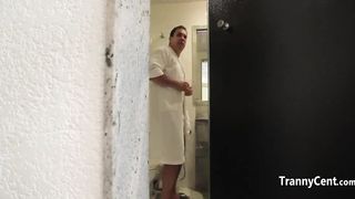 Beautiful uniform transgirl pulverize like horny