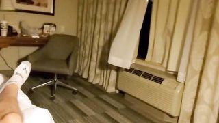 She-male fellates trunk and takes assfuck sans a condom internal ejaculation with window open for public to observe