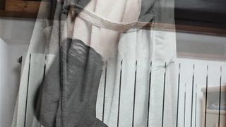 Onanism near a super-steamy radiator. My sissy's fast jizm