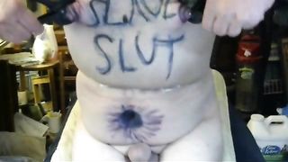 tony punishing his naked slave body with nipple clamp and whipping torture