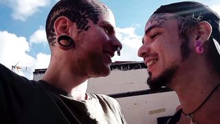 HARD-CORE TRANS GUY WITH SPLIT TONGUE & UNSHAVED COOTCHIE GETS SMASHED WET!!!