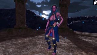 (4K) Elf futa with ample lollipop plays with a cougar lady's pink cigar boinking and making him jizz