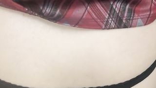 She-male gets quicky internal ejaculation in public dressing bedroom POINT OF VIEW