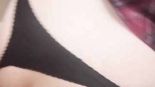 She-male gets quicky internal ejaculation in public dressing bedroom POINT OF VIEW