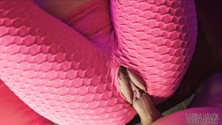 Torn Stretch pants Snatch Adorning by Huge Tgirl Pecker