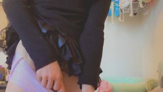 Ultra-cute diapered tgirl accidentally rips raw pull-up and then thrusts it in her face