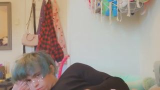 Ultra-cute diapered tgirl accidentally rips raw pull-up and then thrusts it in her face