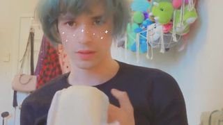 Ultra-cute diapered tgirl accidentally rips raw pull-up and then thrusts it in her face