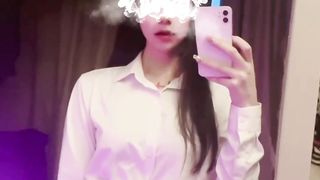 yuanladyboy: Chinese white-neck corset employees can't wait to take off their work clothes to jack