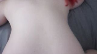 Ginger-haired trans lady deepthroats knob and takes buttfuck internal ejaculation