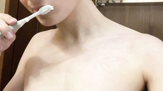 brushing my teeth with assfuck beads in