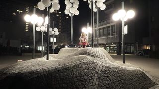 Sissy Outside railing salami in fresh sundress