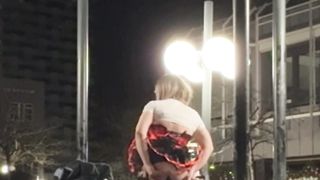 Sissy Outside railing salami in fresh sundress