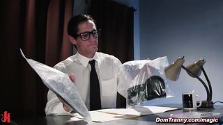 Shemale subverts and fucks detective