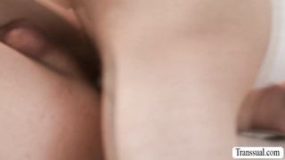 Big tits TS bareback fucked by her new roommate